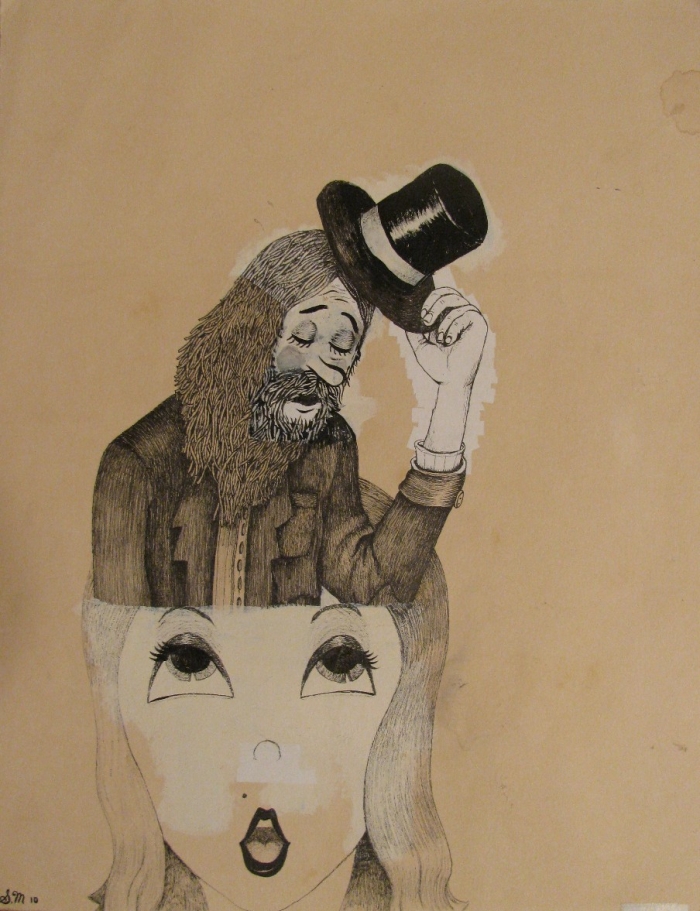 Tipped Hat, 2010, Encre et stylo sur papier, 30 x 25 cm