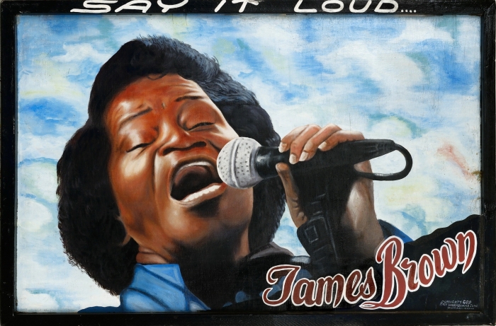 Kwame Akoto Almighty God, James Brown, acrylique sur bois, 81 x 121 cm