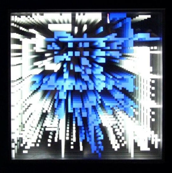 pixels infinis bleu, 2009, Drop Fine Art, 65x65x10 cm