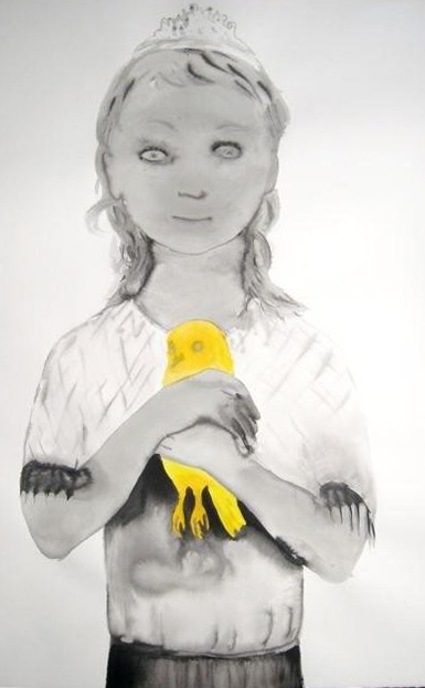 Françoise Pétrovitch, Féminin-masculin, 2008, Lavis d'encre sur papier, 120 x 80 cm, Drop Fine Art, projet de sculpture