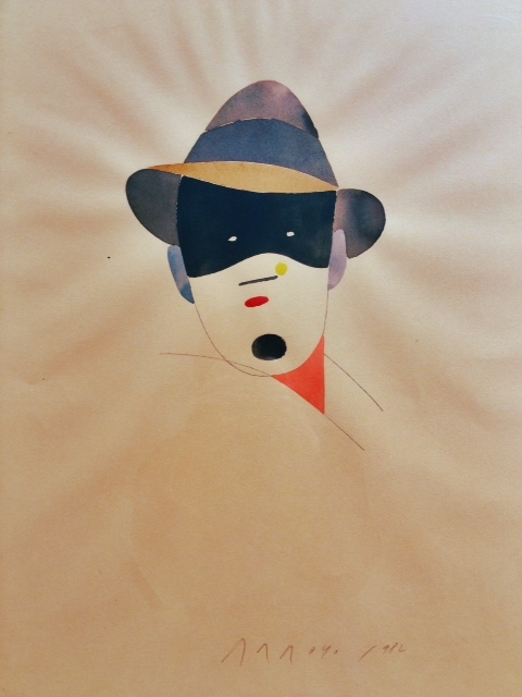 Homme au chapeau (1982), Aquarelle et gouache sur papier, 55x43 cm