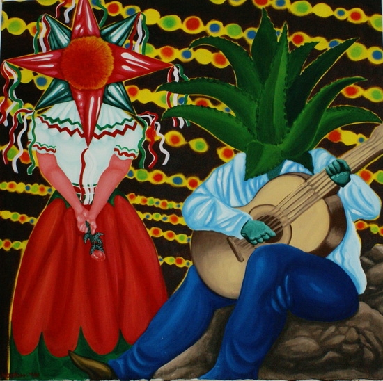 Hervé Di Rosa, Senor Maguey et Senorita Pinata (2001), acrylique sur toile, 100 x 100 cm