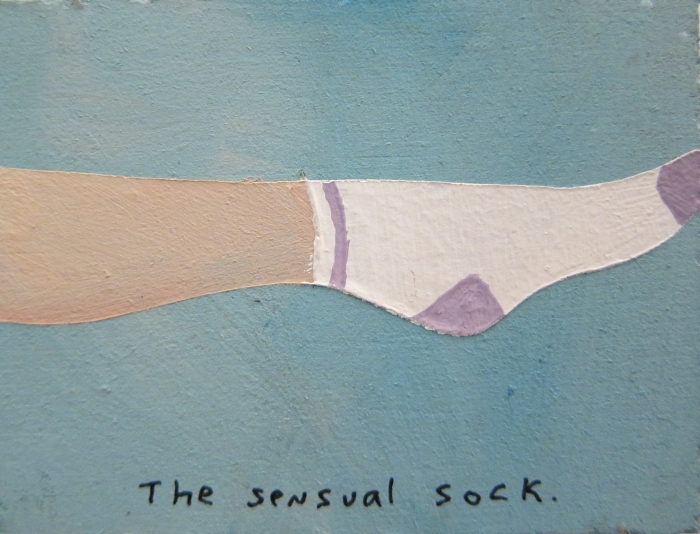 The sensual sock, 2011, Technique mixte sur panneau, 4 x 5 cm