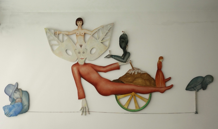 Jean-Claude Silbermann⁠⁠ Chez Maloutre ⁠⁠ Acrylique sur panneau découpé ⁠⁠ 240 x 113 cm ⁠⁠ 1979⁠⁠