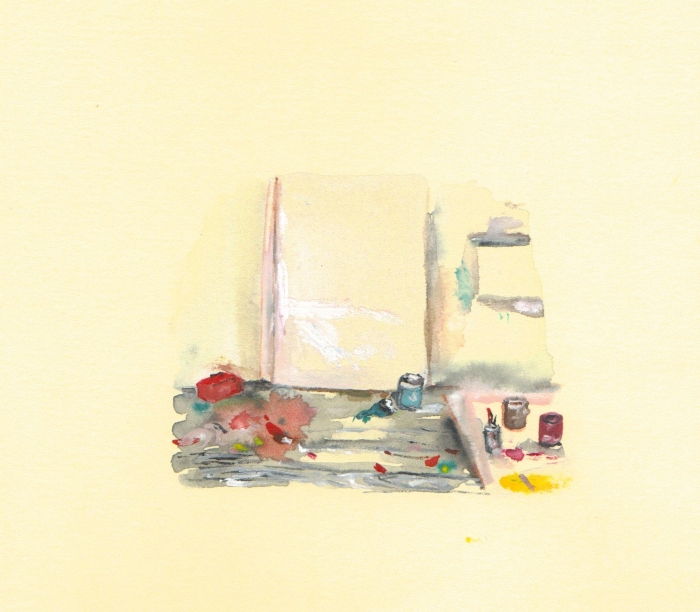 Studio, watercolour on paper, 14 x 19 cm