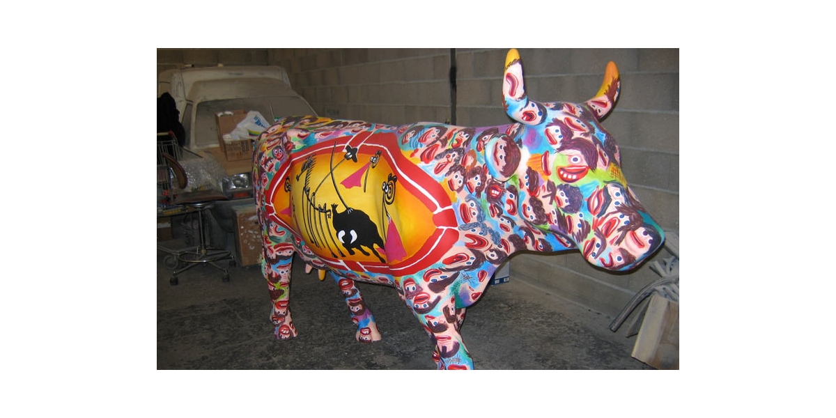 Hervé Dirosa, vache Toréador, résine,