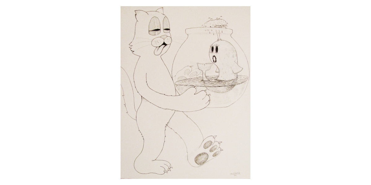 Fishbowl, 2010, Encre et stylo sur papier, 30 x 25 cm
