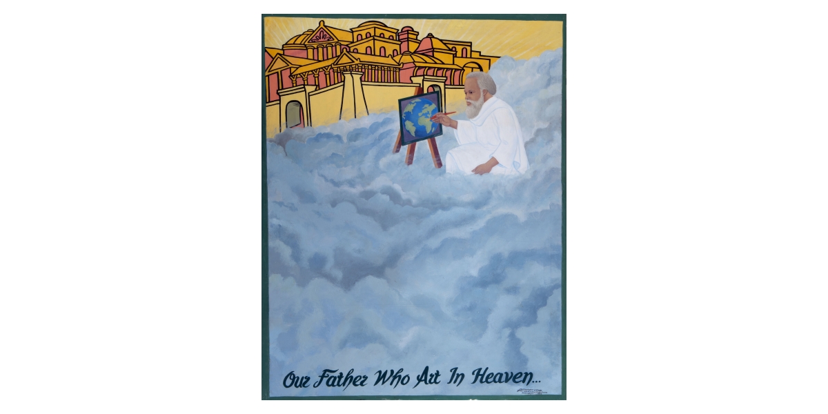 Kwame Akoto Almighty God, Our father who art in heaven, acrylique sur toile, 148 x 120 cm