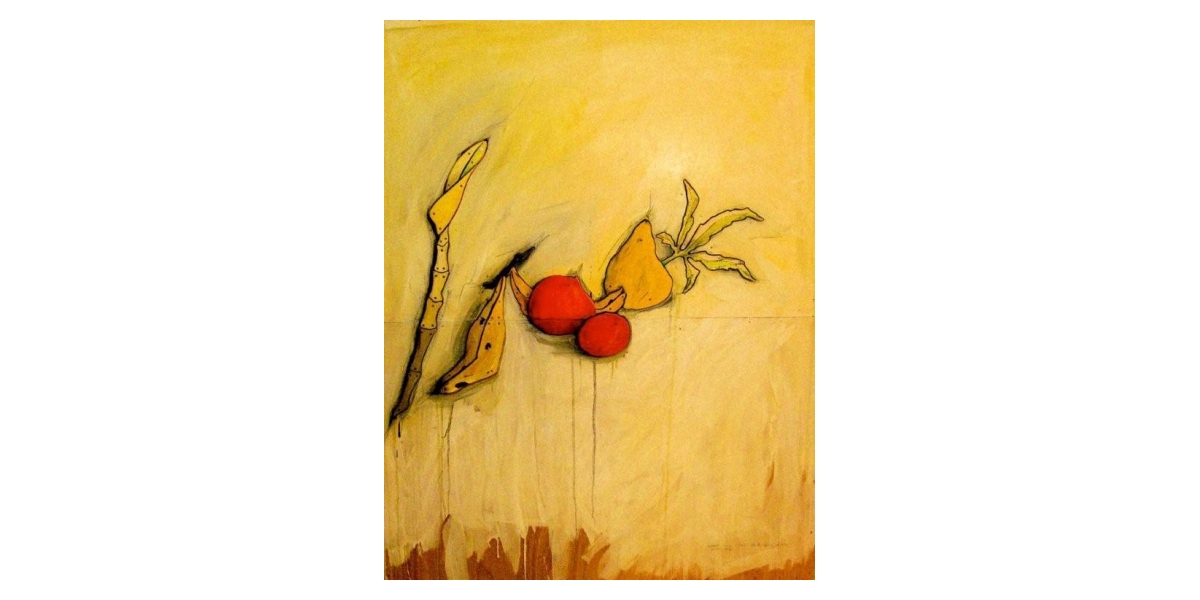 Banane Bambou - Technique mixte sur Bois - 150 x 120 cm - 2001