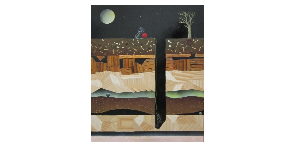 Untitled, 2011, technique mixte, collage sur bois, 96 x 22 cm, Adrian Williams