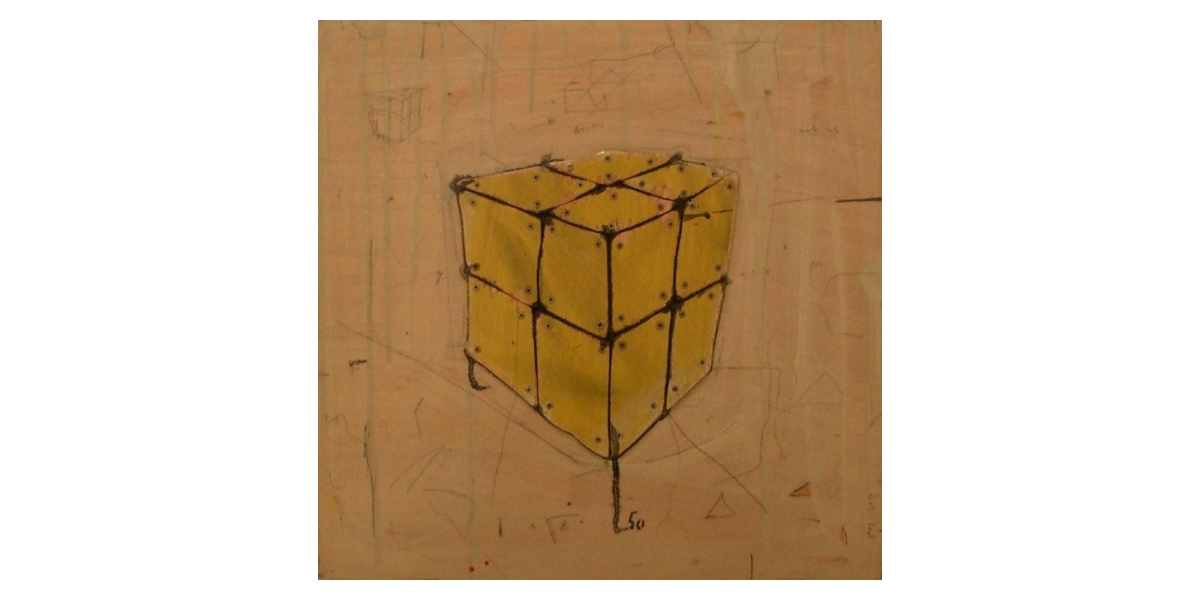 Cube Jaune - Technique mixte sur Bois - 50 x 50 cm - 2001