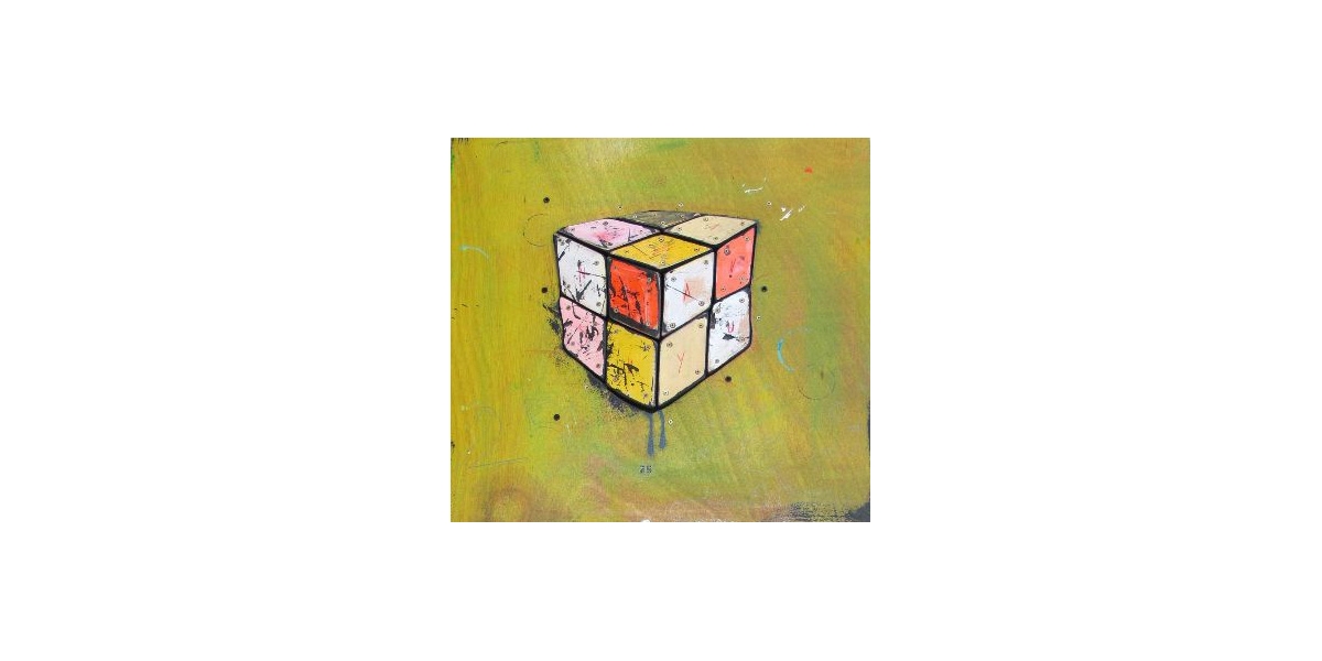 Cube Multicolore - Technique mixte sur Bois - 50 x 50 cm - 2010