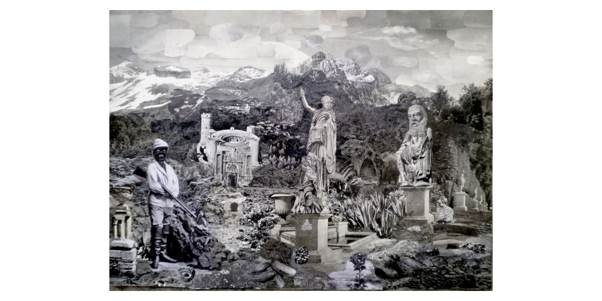 The Black Explorer, Collage sur bois, 50 x 70 cm, 2013