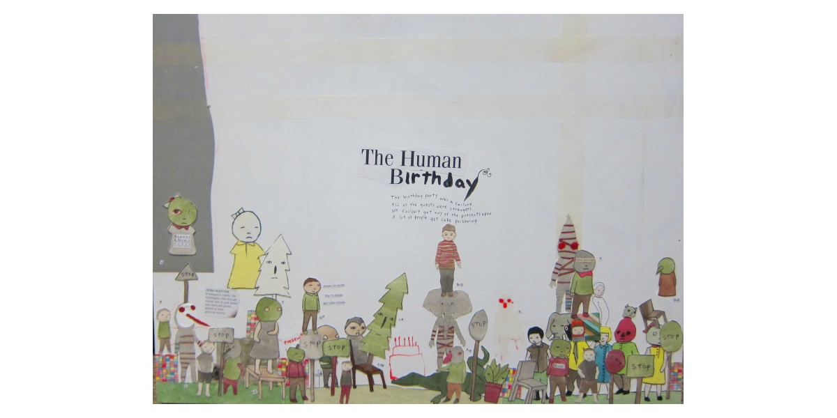 The Human Birthday, 2013, Technique mixte sur bois, 46 x 61 cm, Neil Farber