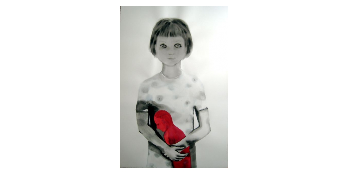 Féminin-masculin, 2008, Lavis d'encre sur papier, 120 x 80 cm, Françoise Pétrovitch