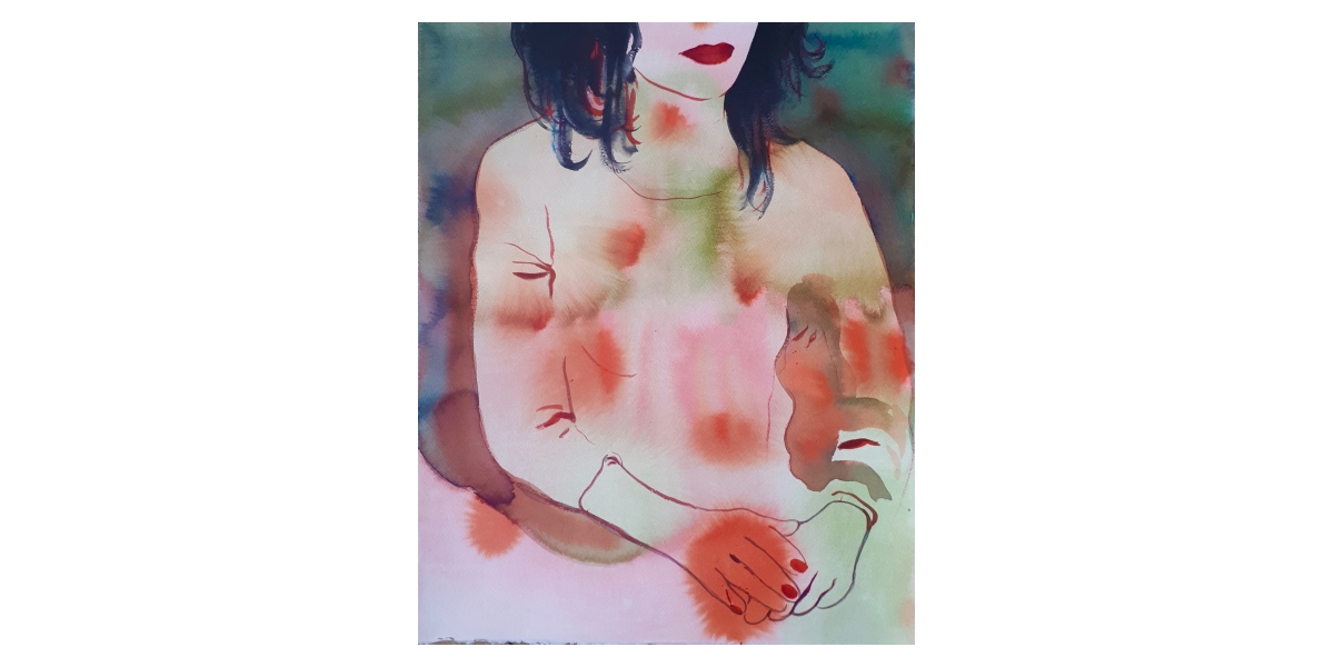 Françoise Pétrovitch, 2020, lavis d'encre sur papier, 51 x 40 cm. Courtesy Galerie Keza, Production Organoïde/Institut Pasteur