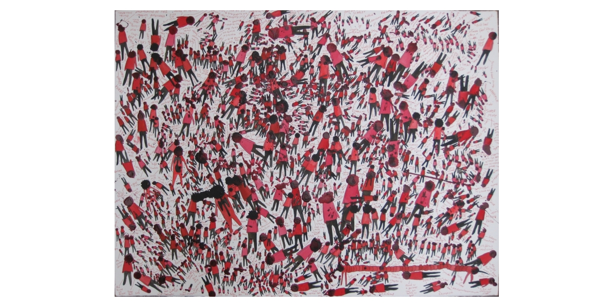 Red Crowd, 2011, Technique mixte sur papier, 55 x 76 cm, Neil Farber