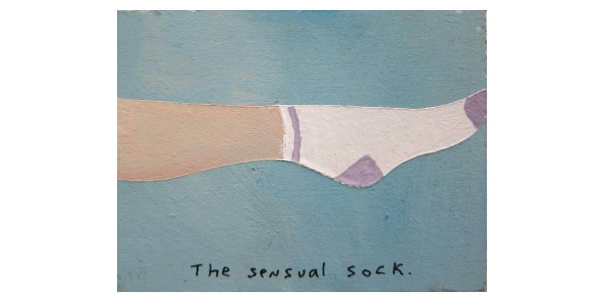 The sensual sock, 2011, Technique mixte sur panneau, 4 x 5 cm