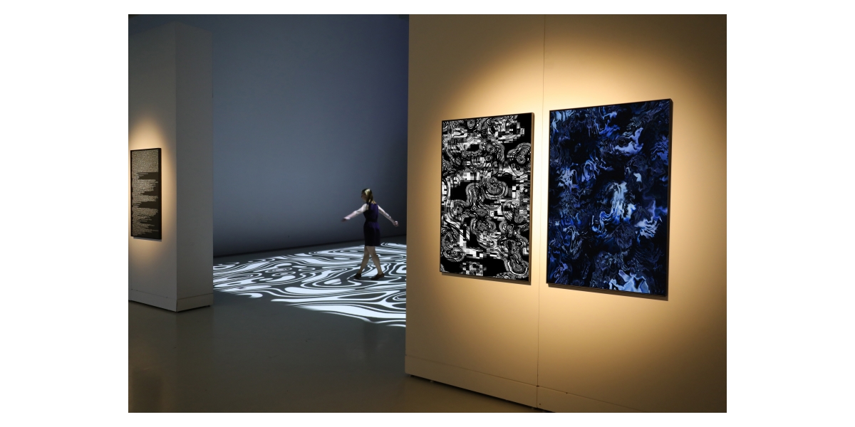 Vue de l’exposition « Pixels Noir Lumière 2019 - Miguel Chevalier », Musée Soulages, Rodez - Commissaire : Christophe Hazemann - Photo Nicolas Gaudelet